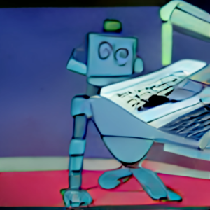 A robot writer, Hanna Barbera style, feito no Craiyon.com.